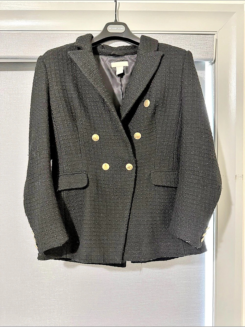 H&M Double-Breasted Blazer in Black Size Medium